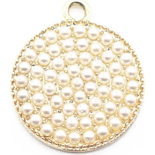 Newest 20pcs/lot golden pearl roundness Dangle Charms Lobster Clasp Hanging Charm For Bracelet&Pendant Floating Charms Jewelry