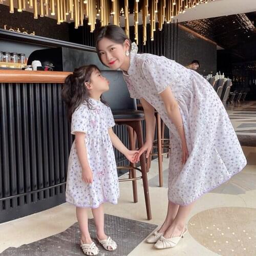 Family Matching Dress for Mum and Daughter 2021 Fashion Family Dress Floral Dresses for Mum and Daughter Family Clothes New