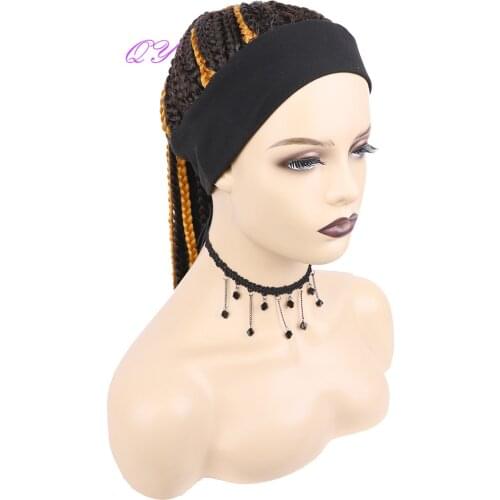 Headband Wig Long Black Mixed Blonde Braided Wigs For Women Synthetic Braiding Hair Wig Daily Use