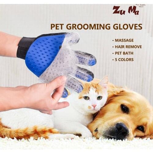 Pet Adjustable Hair Remove Grooming Glove Cat Dog Multi-Colored Deshedding Cleaning Brush Kitty Pooch Nylon Rubber Massage Combs