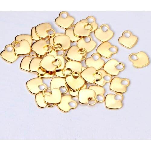 ASON 100pcs/lot Heart Pendant Stainless Steel Love Heart Pendant Gold Silver Color For Necklace Bracelet Jewelry Making Supplies