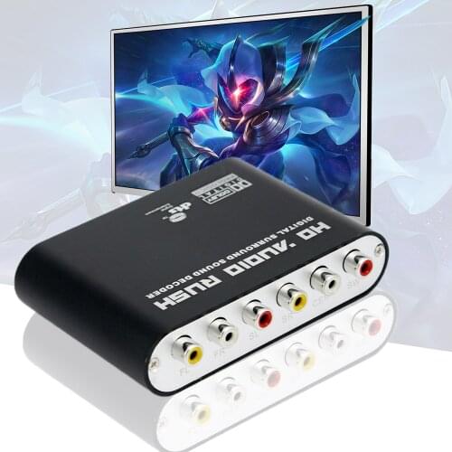 Portable DTS/AC3 5.1 Channel Audio Digital Sound Decoder Optical SPDIF Coaxial to 6RCA