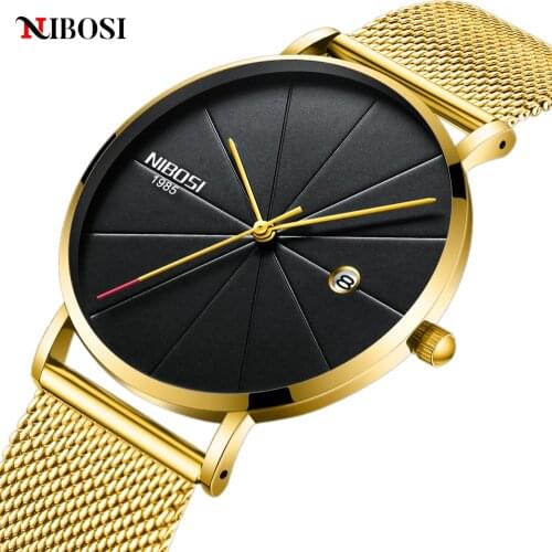 Relogio Masculino NIBOSI Simple Men Watches Top Brand Luxury Male Clock Quartz Slim Mesh Steel Waterproof Sport Men Watch Saat