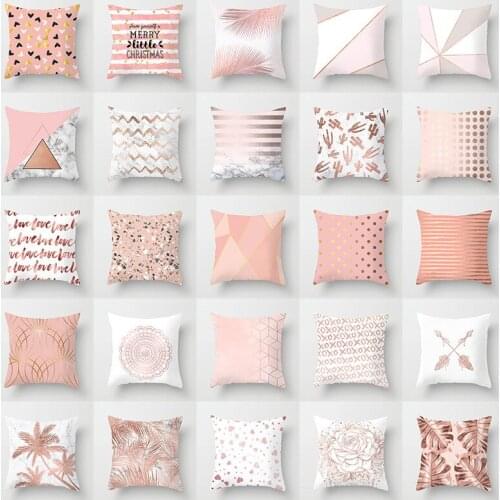 Pink Marble Geometric Series Pillow Cover Home Fabric Craft Sofa Back Cushion Cushion Cover Pillows for Living Room