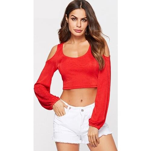 Sexy Top Long Sleeve T shirt Short Tops Women 2020 Autumn Womens O-Neck Tee Shirts Trendy Tops Women Top Crop T-shirt