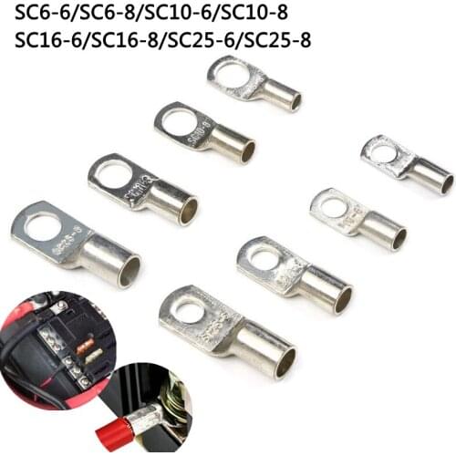 240PCS Wire Connectors SC Tinned Copper Ring Lug Terminals for Battery Bare Cable Electric Wire Crimp Terminal Car Accessories