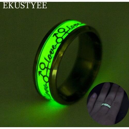 Couple Luminous Love Ring Stainless Steel Fluorescent Ring Couple 2018 New Fashion Jewelry Gift for Boyfriend