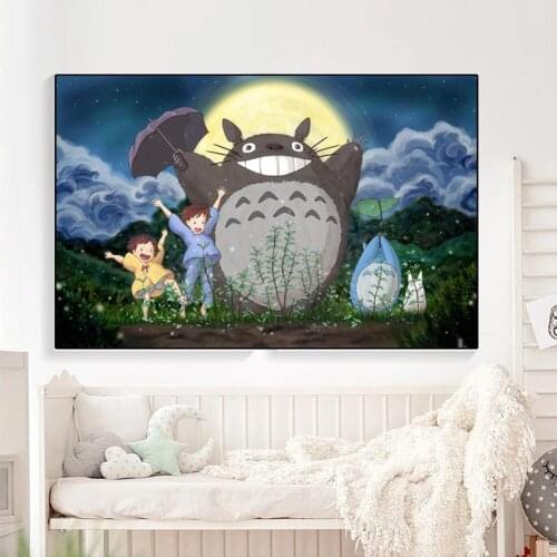 Japanese Anime Totoro Hayao Miyazaki Cartoon Movie Poster and Prints Canvas Painting Art Decoration on The Wall Gift for You