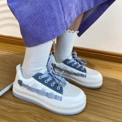 Lolita Shoes Kawaii Sneakers Womens Sports Lace Platform Breathable Sneakers Casual Japanese Style Flat Round Head Vintage Shoe