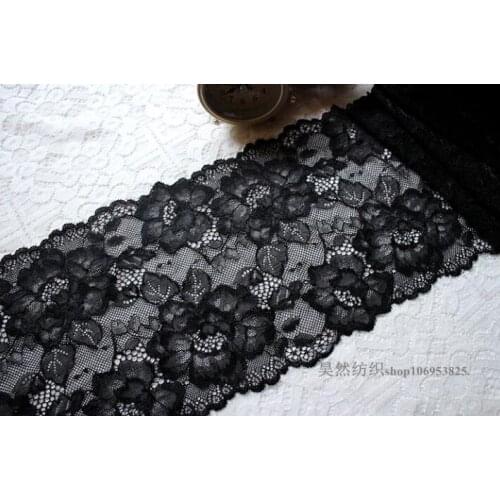 1 Meter White Black DIY Handmade Hair Decoration Wide Elastic Stretch Lace Trimmings Wedding Dress Skirt Bra Lace 18cm width