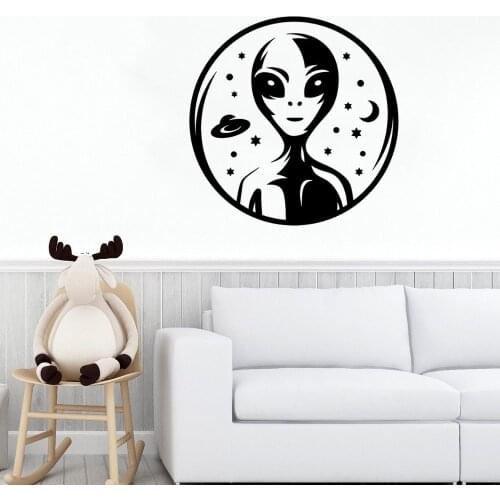 Vinyl Alien In Galaxy Wall Sticker Decal Aesthetics Sticker Home And Bedroom Art Decoration A003097