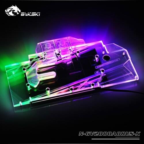 Bykski Gpu Water Block use for GIGABYTE AORUS RTX2080 Xtreme 8G/N2080AORUS/2070 Full Cover Copper Radiator Block/RGB Light AURA