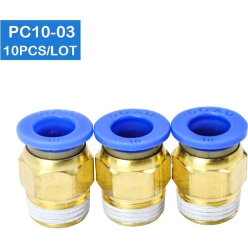 High quality BSPT PC10-03, 10 pcs 10mm to 3/8' Pneumatic Connectors male straight one-touch fittings