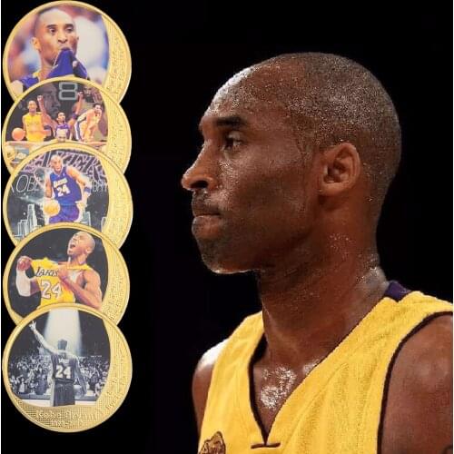 RH Gold Plated Coin Kobe Bryant Basketball Sport Gifts Commemorative Coins Collectibles For Creative Gift