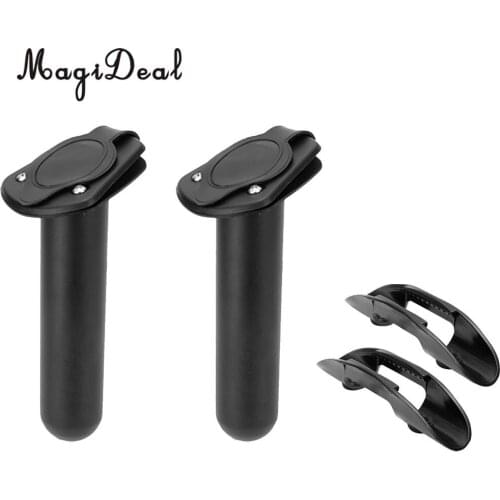 MagiDeal 2 Piece Nylon Kayak Paddle Clip Holder and Flush Mount Fishing Rod Holder with Cap for Inflatable Fishing Boat Access