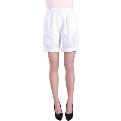 Female Summer Plus Size Loose Folds 100% Cotton Shorts Women Oversized Solid Cotton Shorts lady Cinq pantalons Cinco pantalones