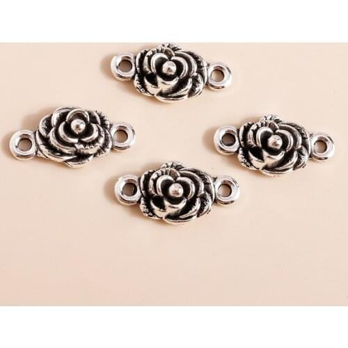20pcs 18*9mm Flower Connetor Charms Bracelets Necklaces Pendants Jewelry Makings Handmade DIY Plant Jewelry Findings