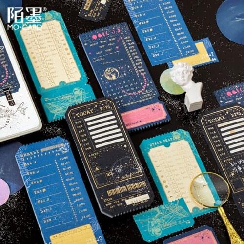 20Pcs Retro Galaxy Romantic Planning Series Memo Pad Message Notes Decorative Notepad Note Paper Memo Stationery Office Supplies