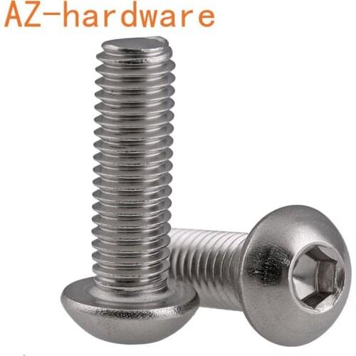304 Stainless Steel Round Head/Pan Head Hexagon Screw/Semi-round Cup Screw Mushroom Head Bolt M2-M4 50PCS