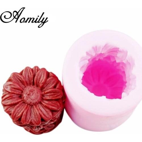 Aomily 3D Sun Flower Silicone Chocolate Mould Originality Soap Mold Candle Polymer Clay Molds Crafts DIY Forms Soap Base Tools