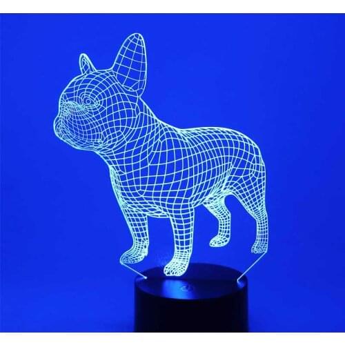 3D LED Night Light Battle Bulldog Dog with 7 Colors Light for Home Decoration Lamp Amazing Visualization Optical Illusion