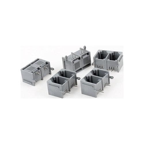 5 Pcs Unshielded 2-Port RJ11 6P2C Network Modular PCB Connector Jacks Gray