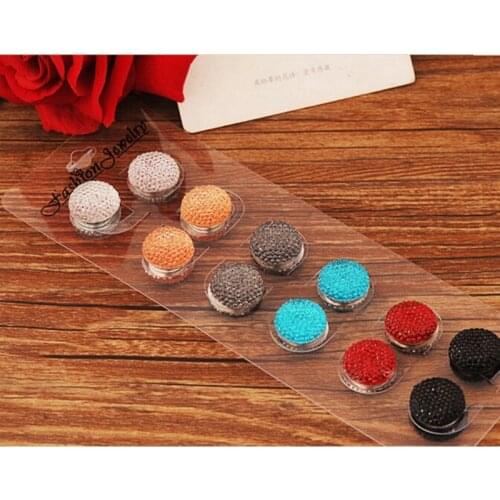 6 PCS New arrival fashion colorful round rhinestone magnet brooch pin crystal hijab pins