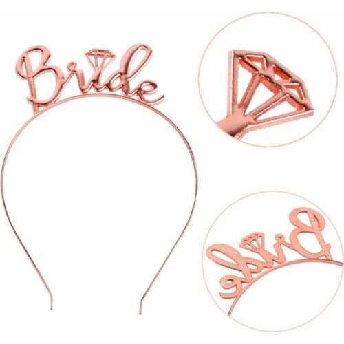 8Pcs/Set Bachelorette Party Decorations Rose Gold Kit Bride to Be Sash Banners Headband Wedding Veil Tattoos Hen Night W0YA