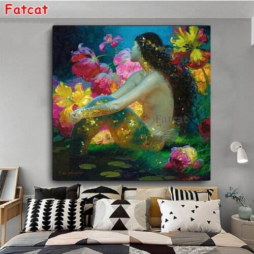 5d diy diamond embroidery Sexy abstract mermaid sale diamond painting full square/round drill mosaic art pattern decor PP1825