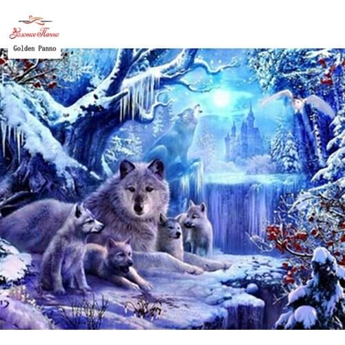 GOLDEN PANNO Diamond Painting Full Square 5D Diy Daimond Embroidery Diamant Mosaic Sale Displasy Broderie Diamant Wolf 01