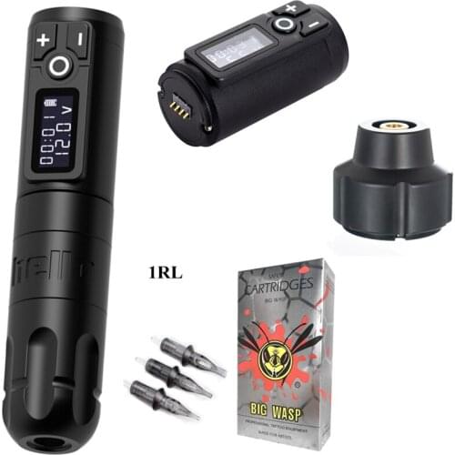 Wireless Tattoo Machine Pen Brush Coreless Motor Strong Quiet With Fast Charging Battery RCA Adapter Cartridge Needle Kit