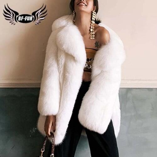 BFFUR Women Real Fur Coat Women Fashion Full Pelt Thick Fox Fur Big Suit Collar Ins Ladies Overcoat 2021 New Winter Luxurious