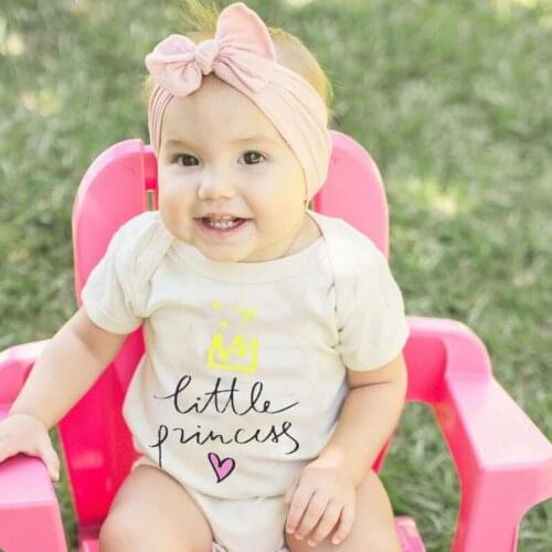 Little Princess Baby 0-24M Summer Infant Bodysuit Newborn Baby Girls Crown Romper Short Sleeve Jumpsuit Cute Baby Funny Clothes