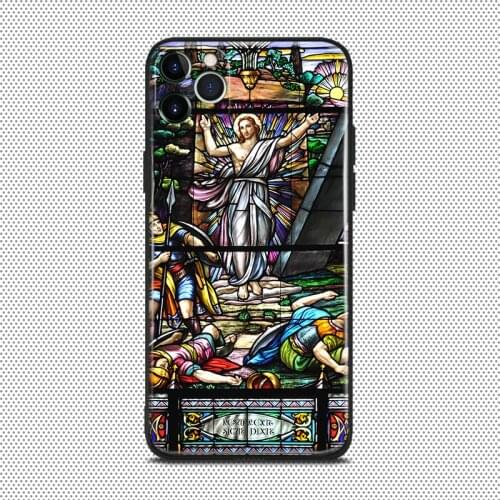 Jesus stained glass window religion art For iPhone se 6 6s 7 8 plus x xr xs 11 pro max soft silicone phone case cover shell