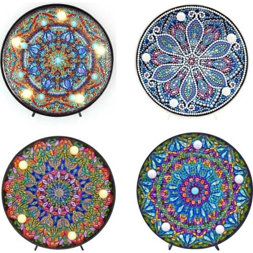 DIY Mandala LED Diamond Painting Light Box Cross Stitch Embroidery Lamp Full Special Drill LED Lamp Rhinestones Home Decoration