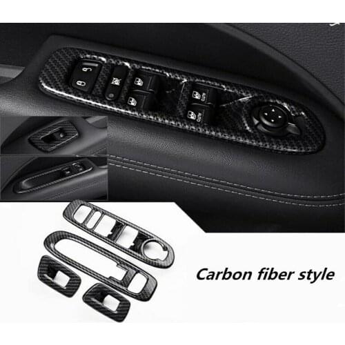 For Jeep Compass 2017 2018 2019 Carbon fiber Interior window switch panel Cover Tirm 4pcs