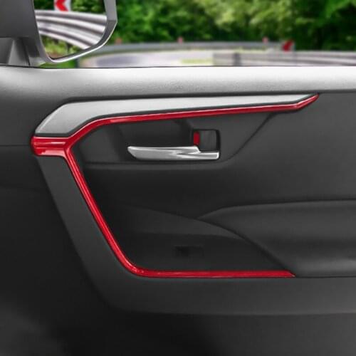 For Toyota RAV4 2020 2021 Car Interior Door Armrest Bright Strip Inner Door Handle Decoration Stickers Modification Accessories
