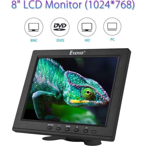 EYOYO EM08B 8" inch TFT LCD Color Monitor with VGA HDMI Video input interface IPS Screen Video PC CCTV DVR Car Camera Security