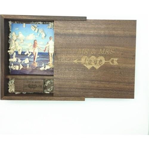 Free logo Custom Photo Walnut/Maple Box (store 4*6 inches photo) USB8GB 16GB 32GB 64GB Memory Pendrive for Photography Wedding