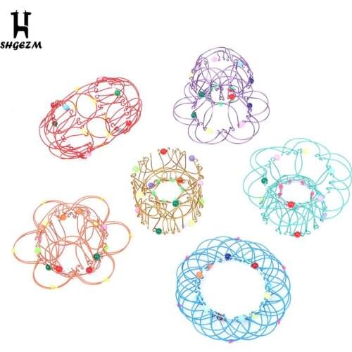 Finger Toys Magic Mandala Flower Basket Toy Multiple Changes Magic Iron Hoop Toy Anxiety Relief Easy To Carry Creative