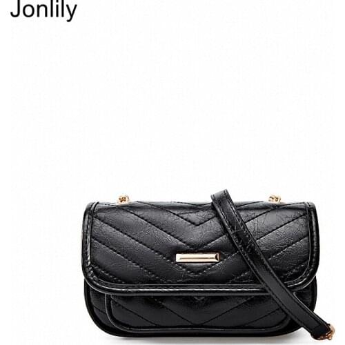 Jonlily Women Genuine Leather Shoulder Bag Female Fashion Long Chain Messenger Crossbody Teen Mini Daybag Purse -KG466
