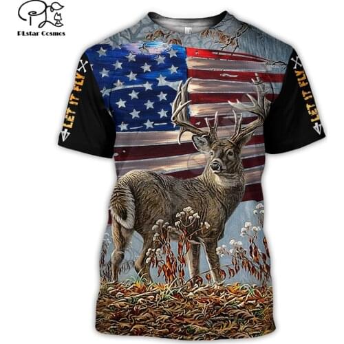 PLstar Cosmos Animal Deer Bow Hunting Hunter Camo suit Harajuku Fashion 3D Printed Shorts Sleeves T-shirts Men/Women t shirts