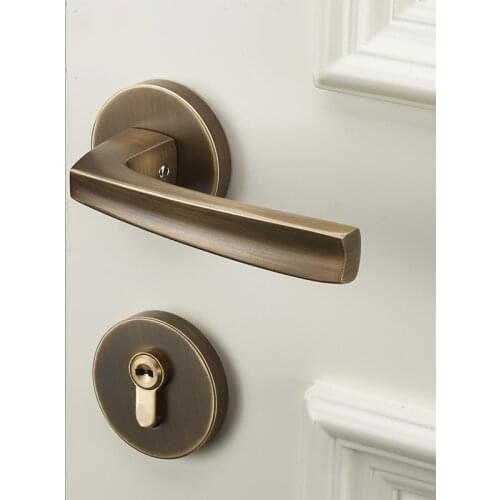 Chinese High-end Pure Copper Door Handle Lock Bedroom Security Door Locks Indoor Mute Lockset Furniture Hardware Supplies