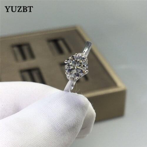 18K White Gold Plated Brilliant Cut 1 ct Diamond Test Past D Color Moissanite Forever Love Crown Ring 925 Silver Gemstone Rings