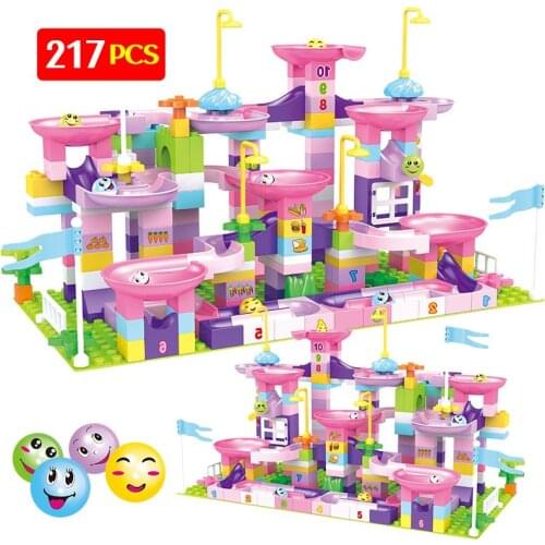 Creative Marble Race Run Maze Balls Track Building Blocks Compatible city Funnel Slide Big Size Bricks Toys For Kids