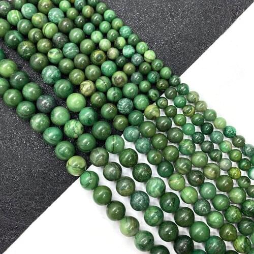 Natural Stone Round Beads African Jade Loose Beads Ladies Necklace Used for DIY Handmade Necklace Bracelet Jewelry Accessories