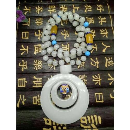 Natural beauty hetian jade White Peace clasp pendant Snap button jade pendant