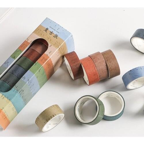 10 pcs/set Washi Tape Retro Masking Tape Gird Alphabet Pattern Sticker Decorate Adhesive Tape DIY Scrapbooking Label Sticker New