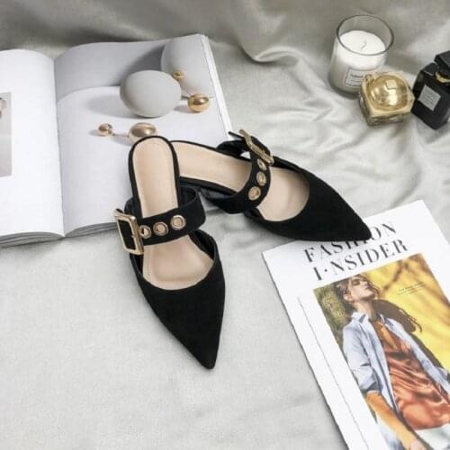 2020 nian Summer Slippers Frosted Tip Baotou Ping Muller Shoes Outer Wear slippers women