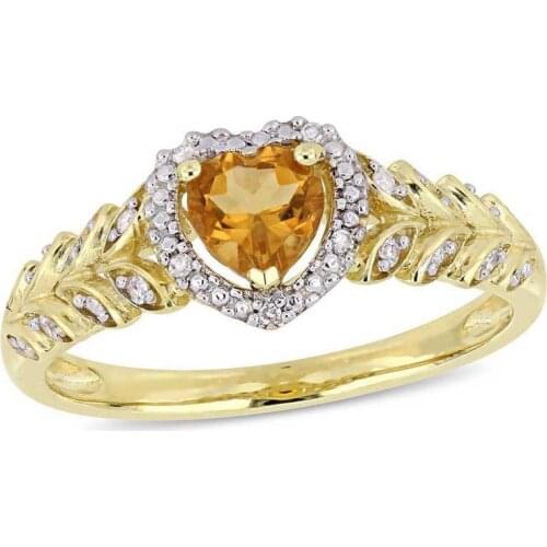 Hot Sale Fashion Orange Leaves Heart Inlaid Zirconia Crystal Ring for Women Wedding Jewelry Female Hand Accessories